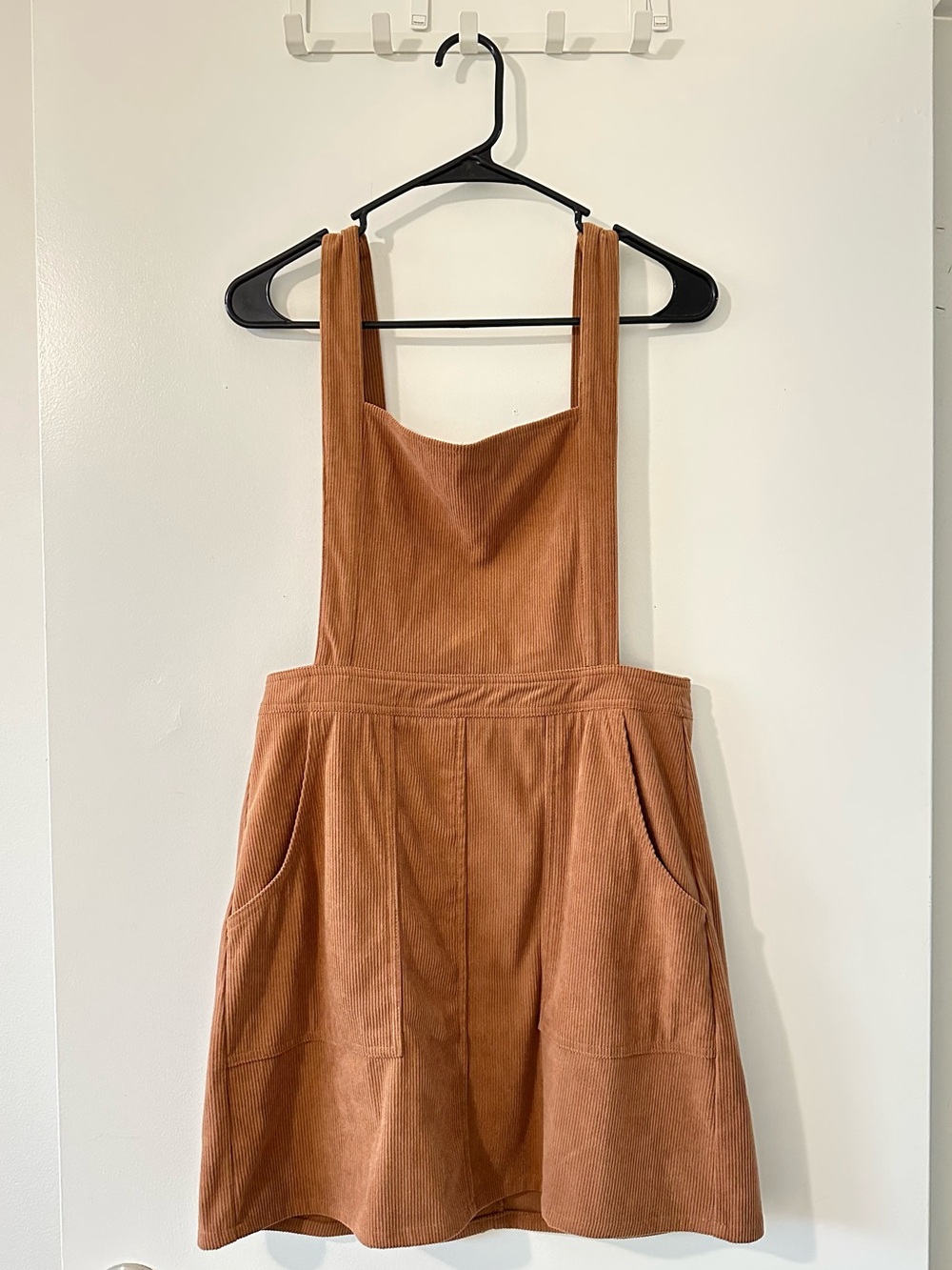 Lulus Corduroy Pinafore Dress in Rust